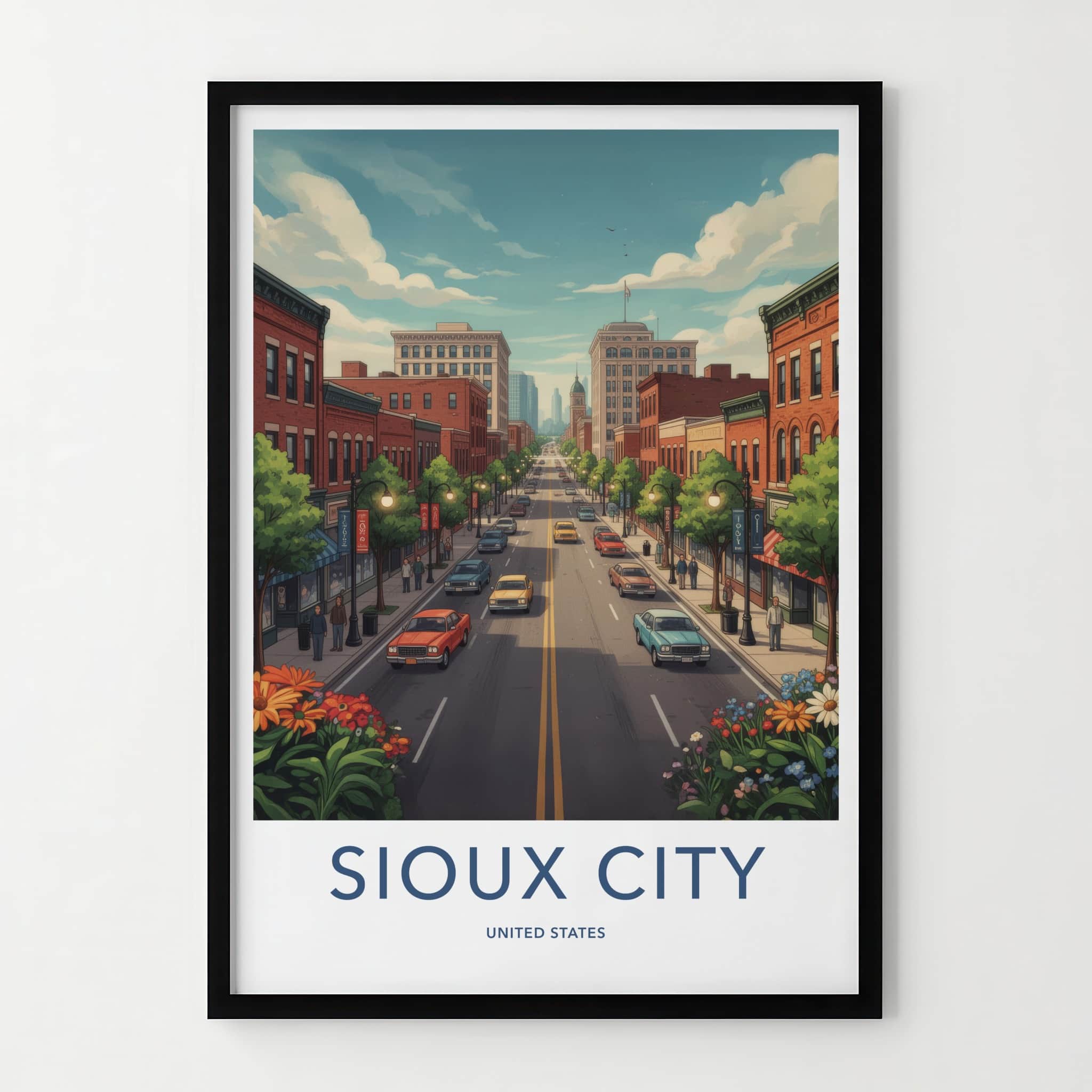 Sioux City Poster - Iowa Travel Art - Urban Street Scene Wall Decor