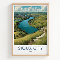 Sioux City Poster - Iowa Travel Art - Winding River City Home Decor
