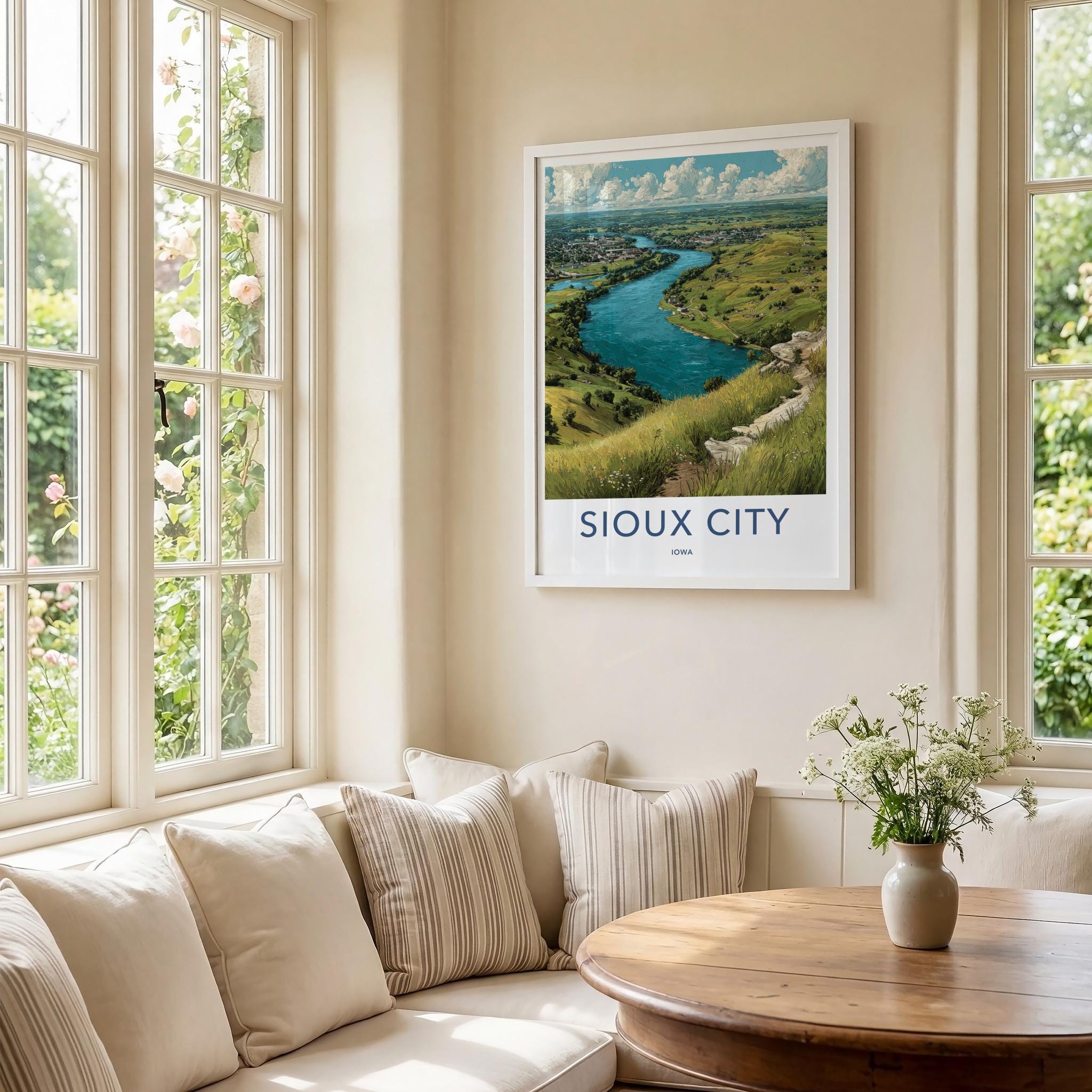 Sioux City Poster - Iowa Travel Art - Winding River City Home Decor