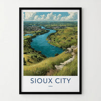 Sioux City Poster - Iowa Travel Art - Winding River City Home Decor