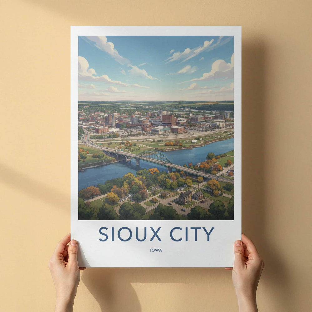 Sioux City Poster - Iowa Wall Art - River Bridge City Home Decor