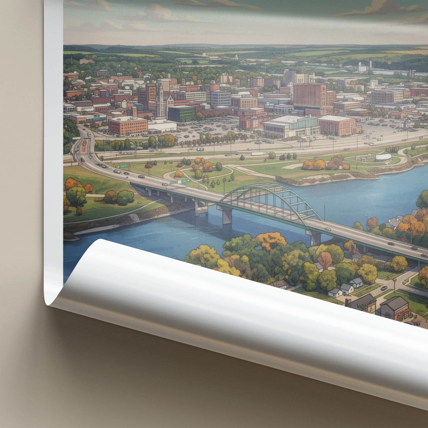 Sioux City Poster - Iowa Wall Art - River Bridge City Home Decor