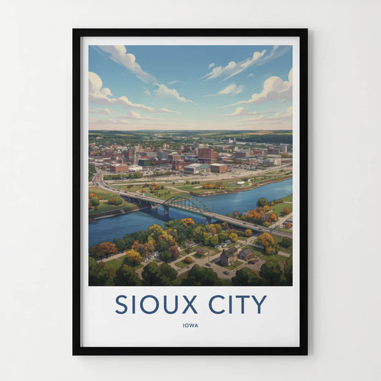 Sioux City Poster - Iowa Wall Art - River Bridge City Home Decor