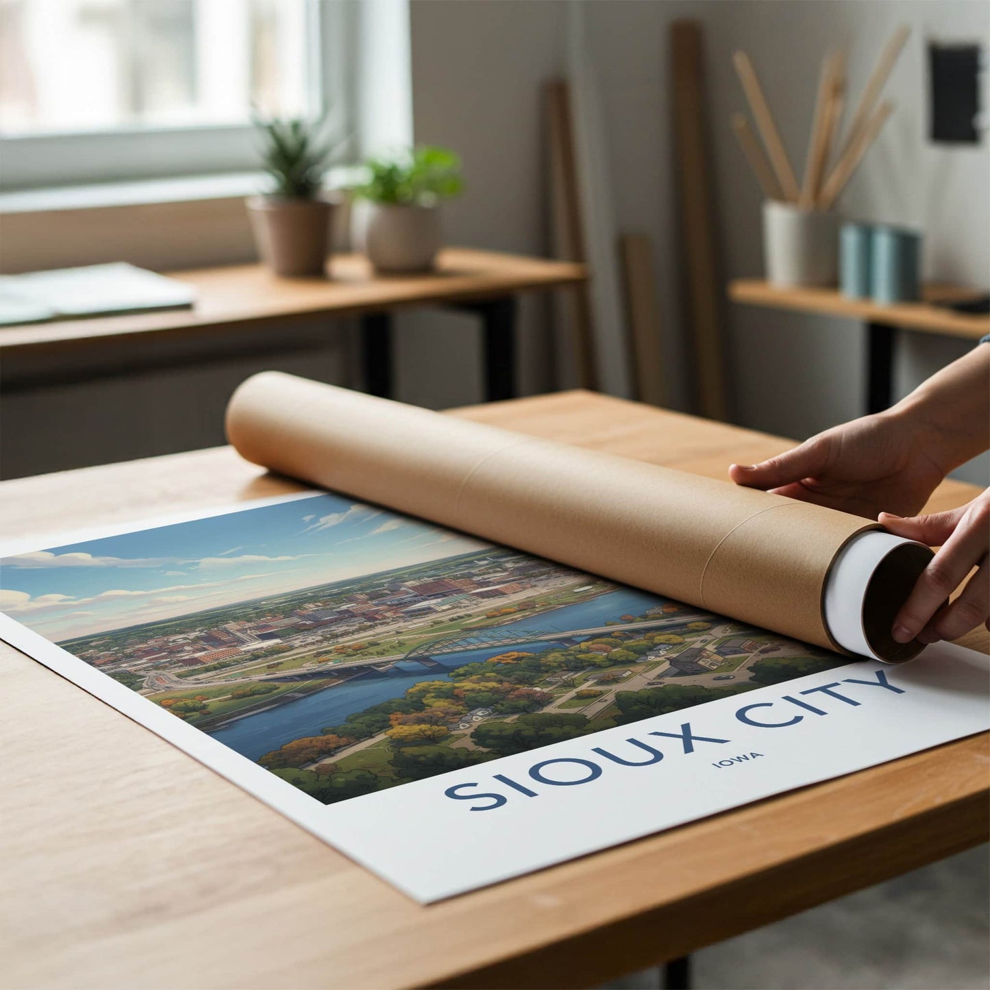 Sioux City Poster - Iowa Wall Art - River Bridge City Home Decor