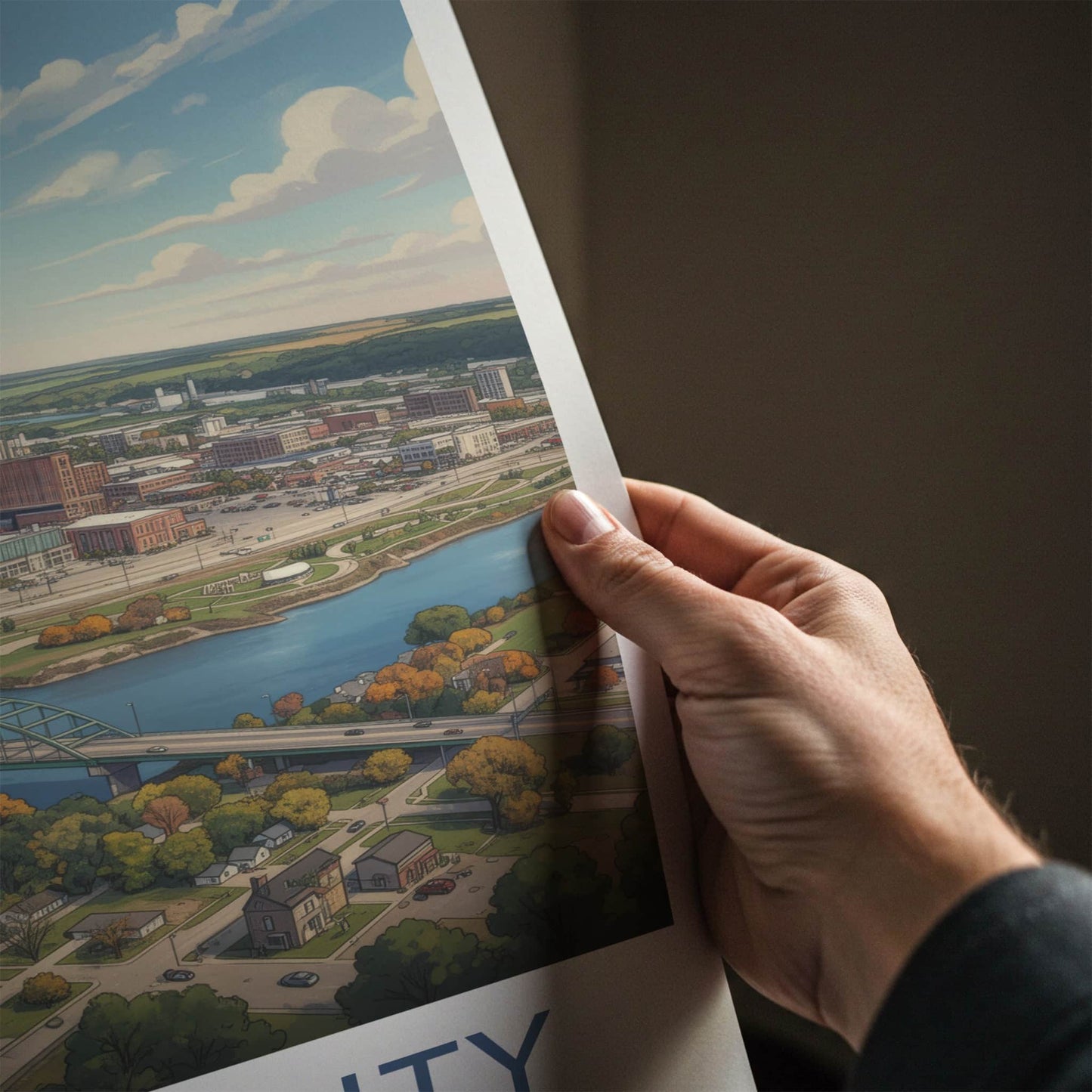 Sioux City Poster - Iowa Wall Art - River Bridge City Home Decor