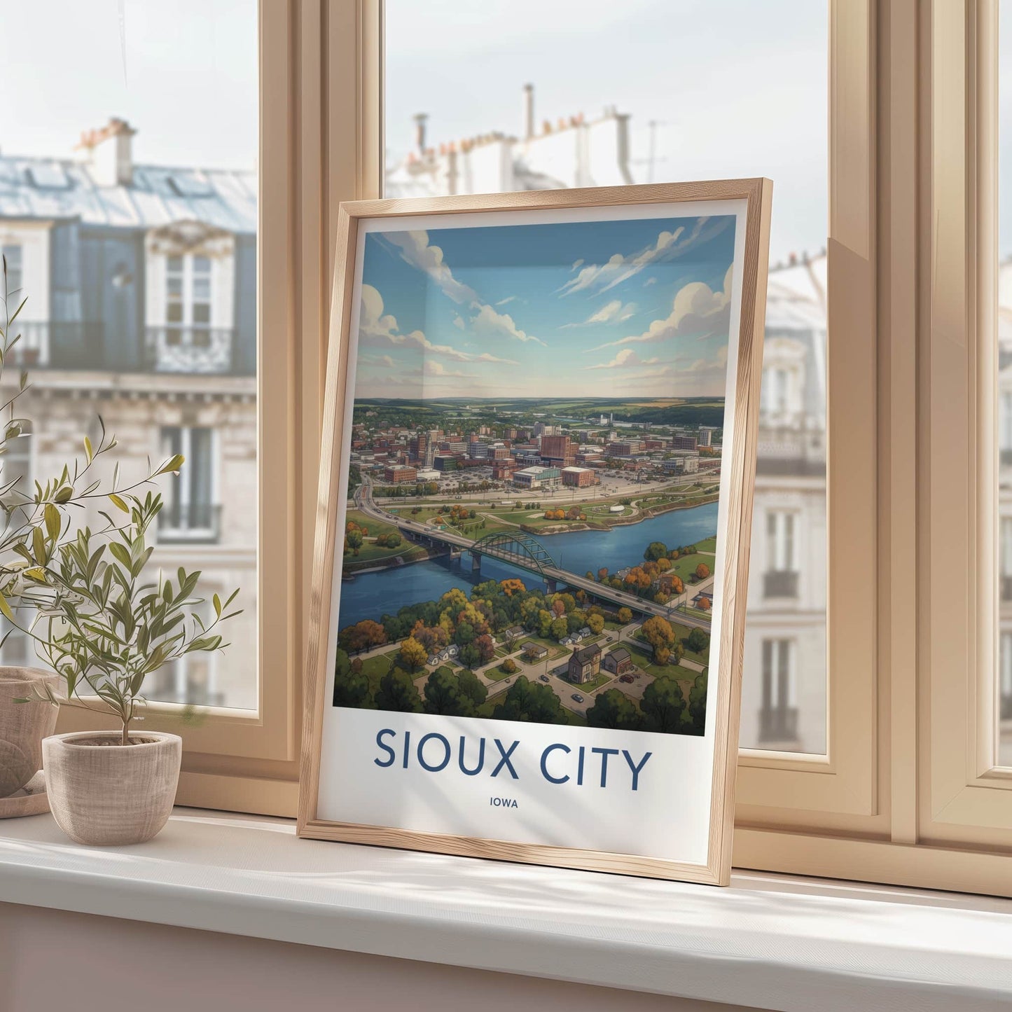 Sioux City Poster - Iowa Wall Art - River Bridge City Home Decor