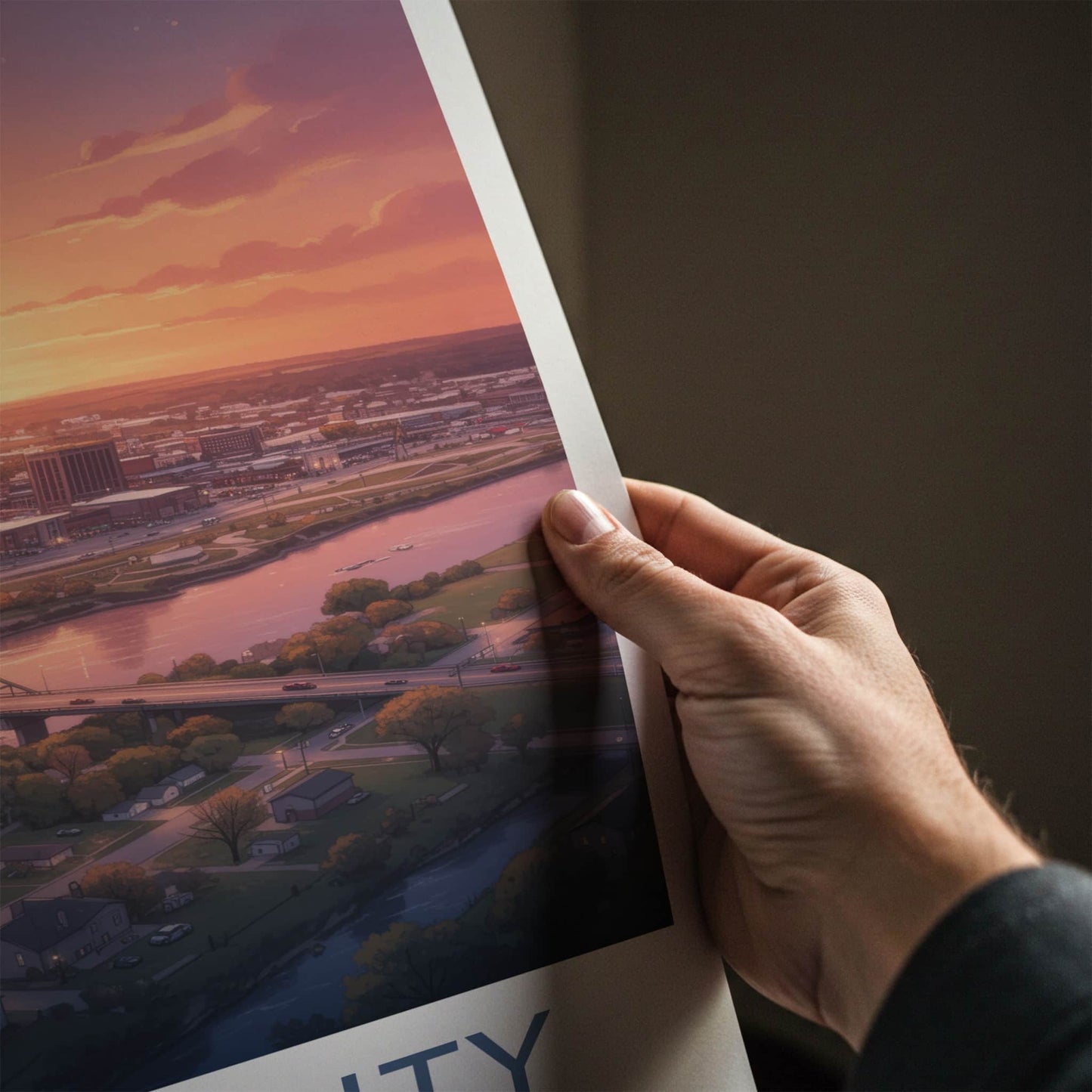 Sioux City Poster - Iowa Wall Art - Urban Sunset Bridge Home Decor