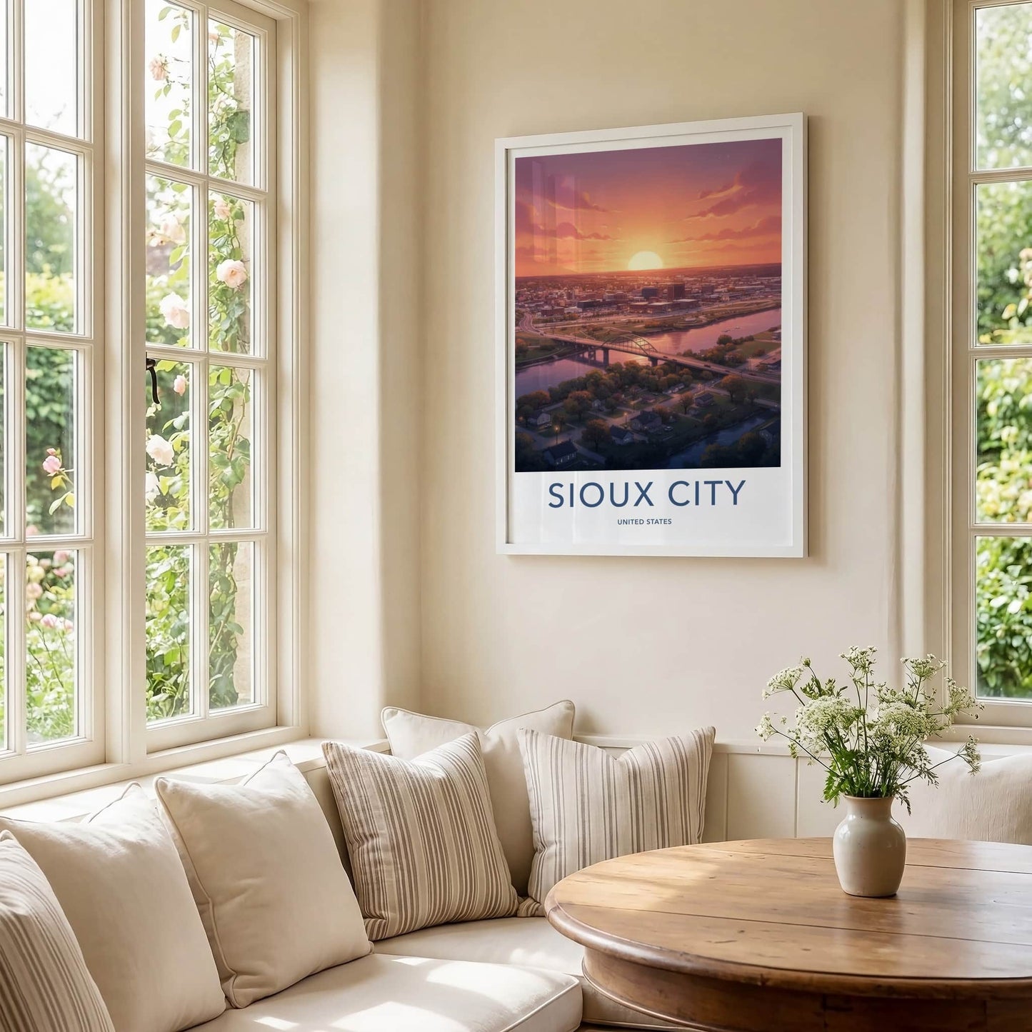 Sioux City Poster - Iowa Wall Art - Urban Sunset Bridge Home Decor