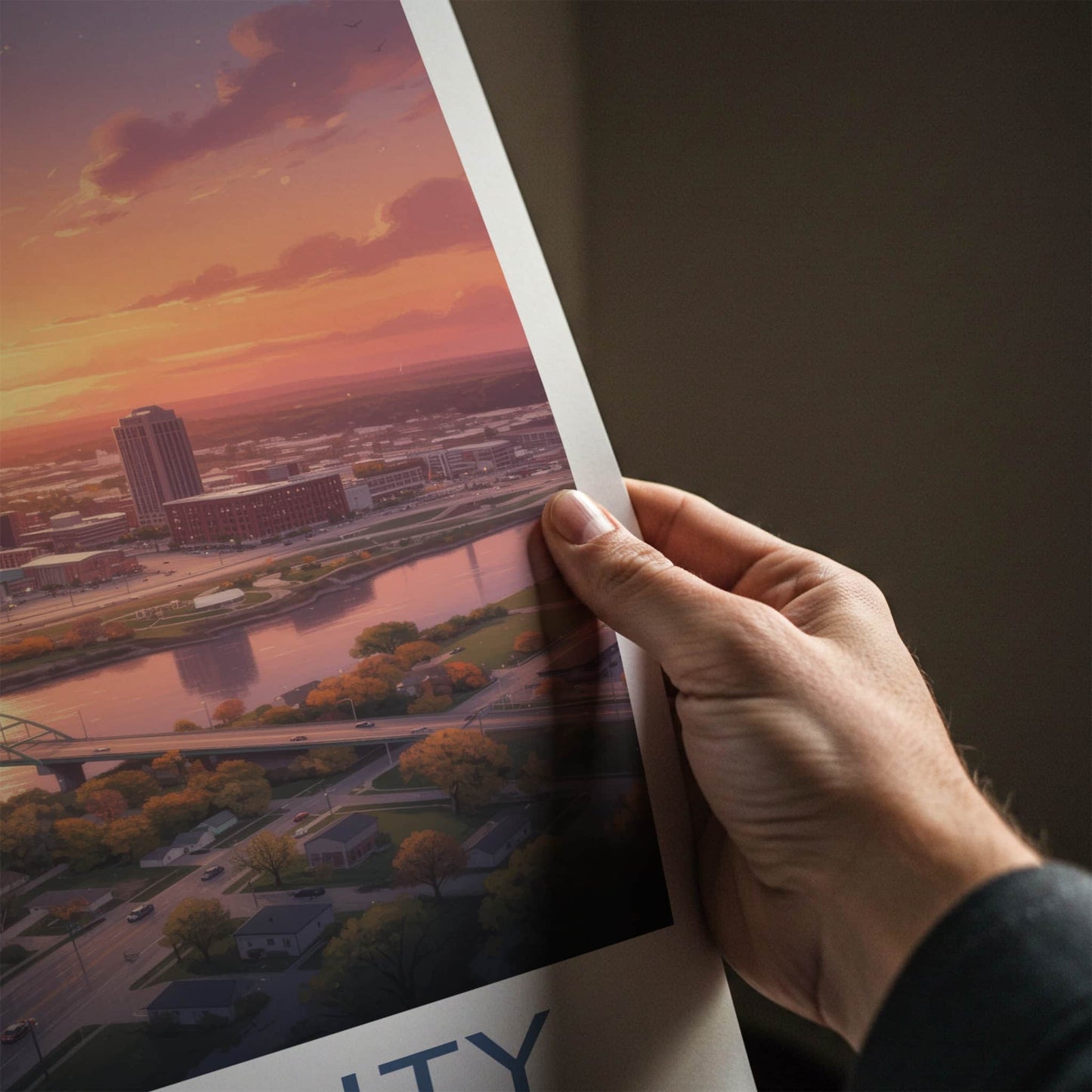 Sioux City Poster - Iowa Wall Art - Vibrant Cityscape Sunset Home Decor
