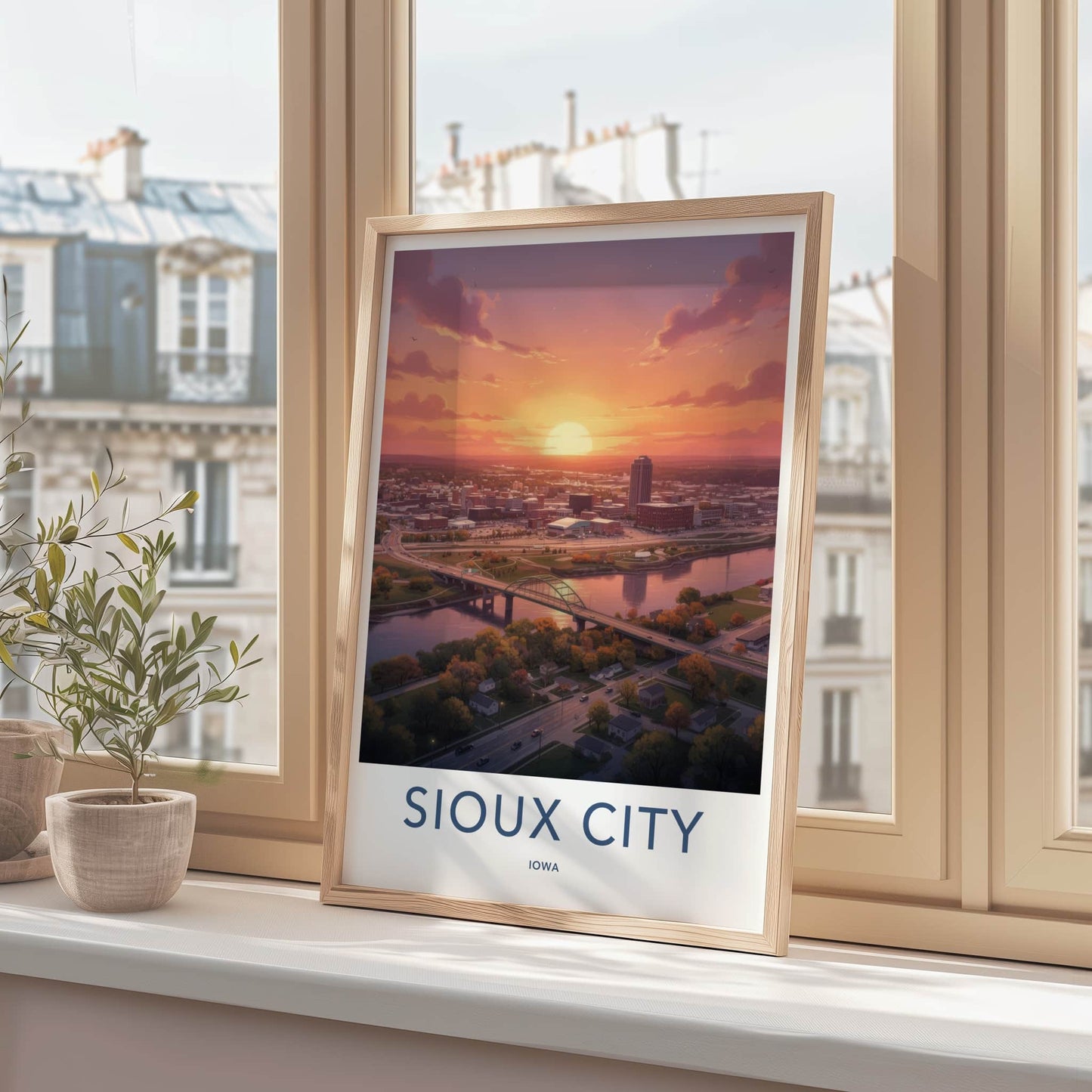 Sioux City Poster - Iowa Wall Art - Vibrant Cityscape Sunset Home Decor
