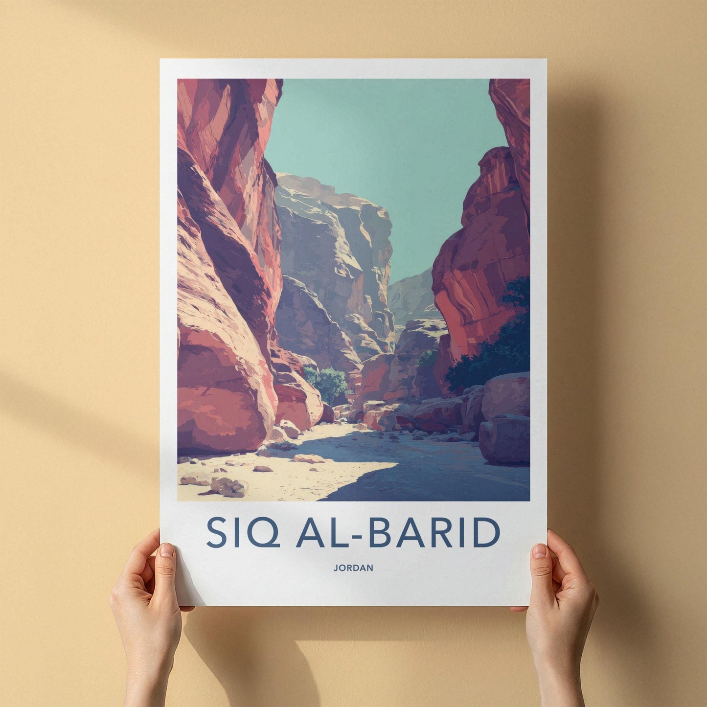 Siq Al-Barid Poster - Jordan Travel Art - Red Rock Canyon Home Decor