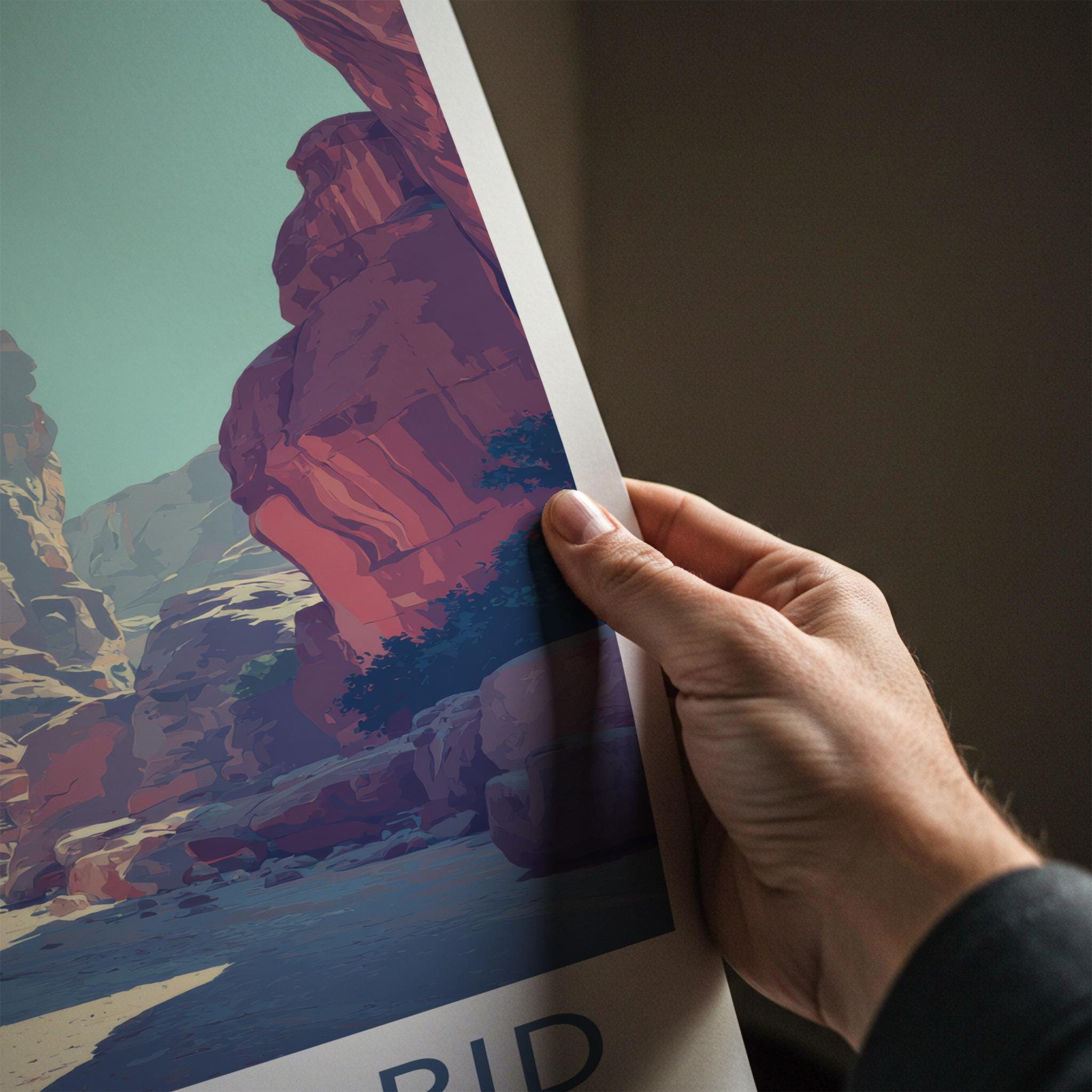 Siq Al-Barid Poster - Jordan Travel Art - Red Rock Canyon Home Decor