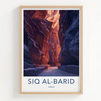 Siq Al-Barid Poster - Jordan Travel Art - Sunlit Canyon Passage Home Decor