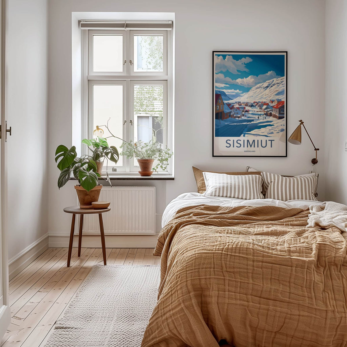 Sisimiut Poster - Greenland Travel Art - Snowy Village Scene Home Decor