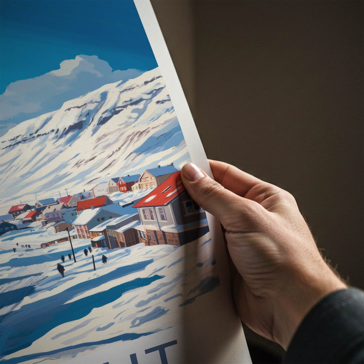 Sisimiut Poster - Greenland Travel Art - Snowy Village Scene Home Decor