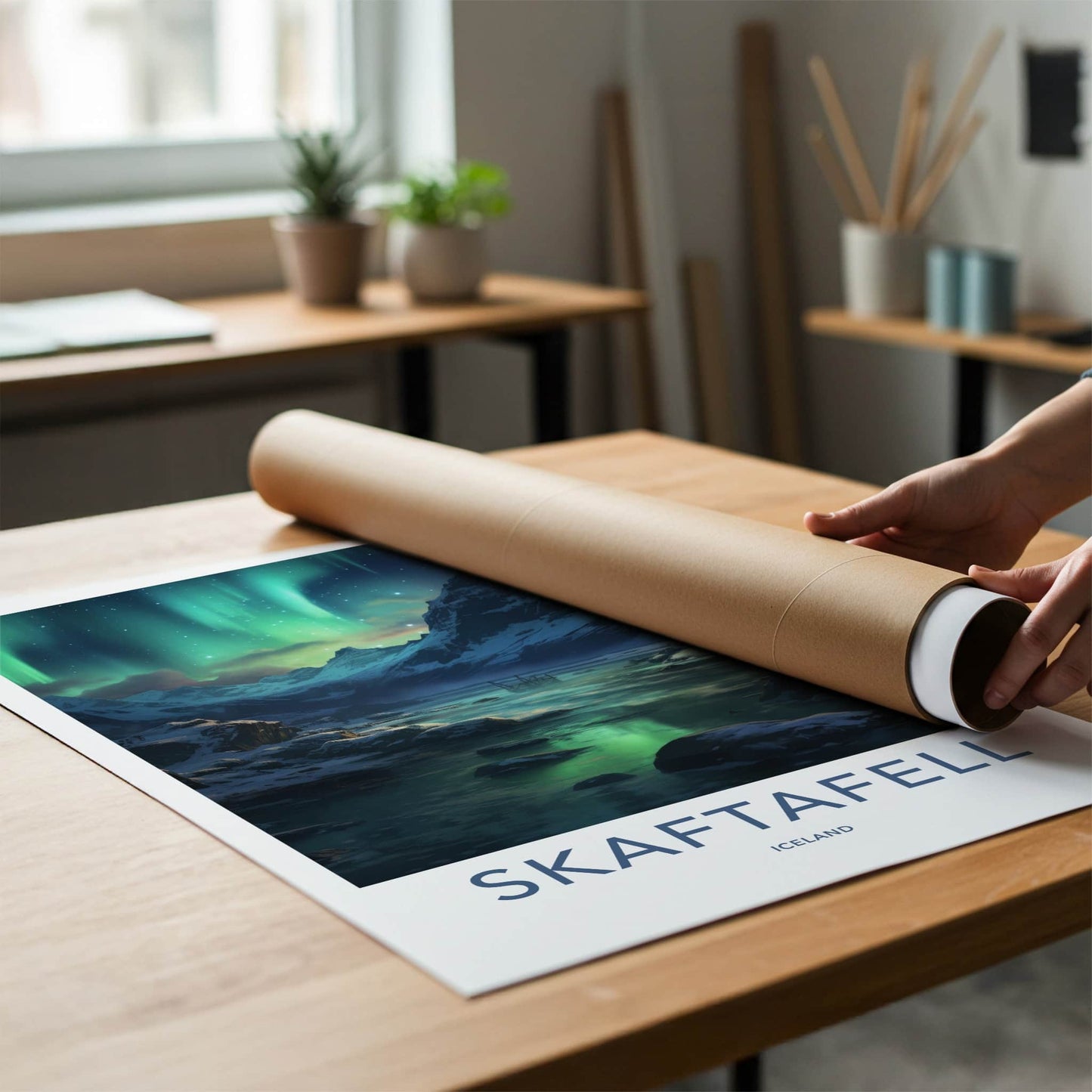 Skaftafell Poster - Iceland Travel Art - Aurora Mountain Waters Home Decor