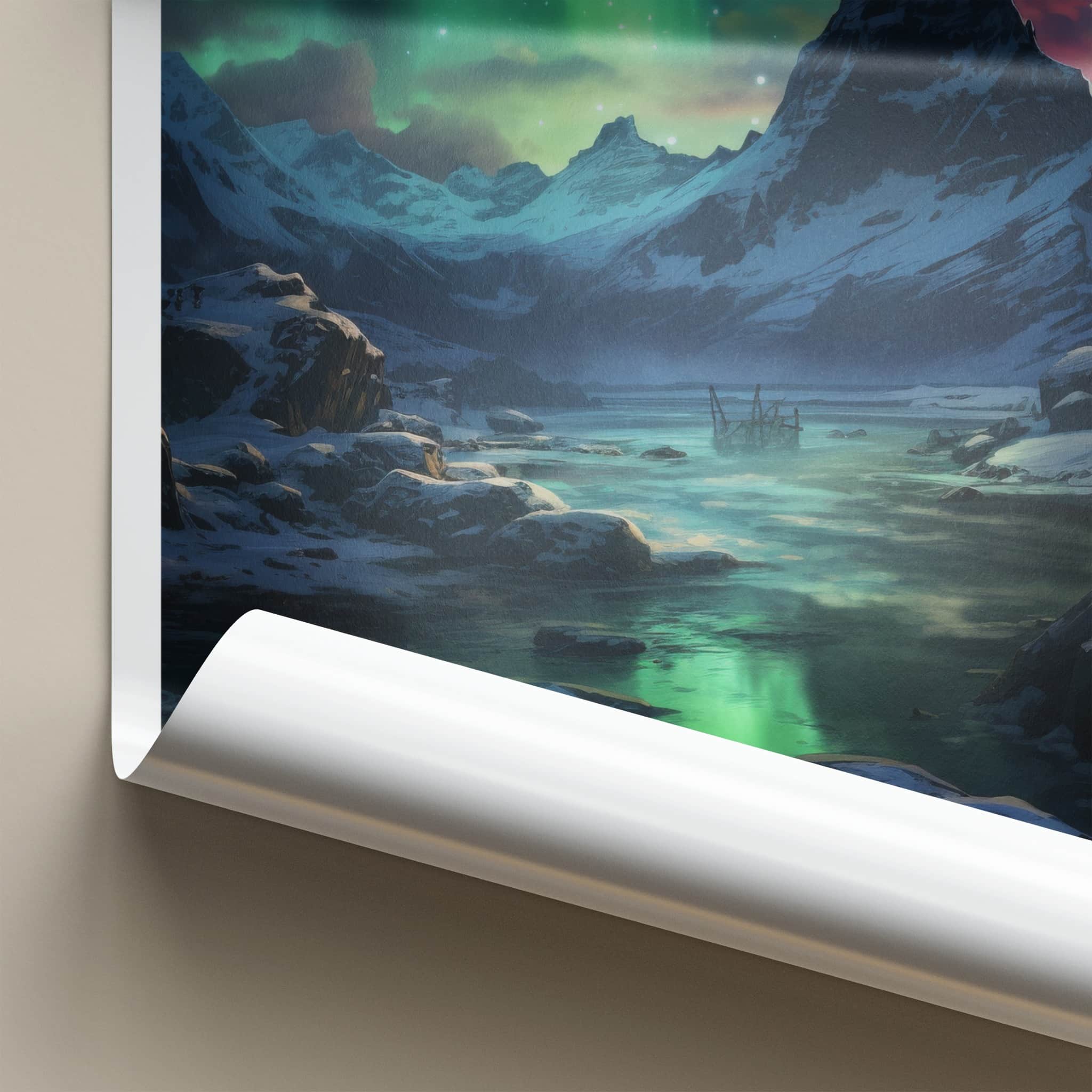 Skaftafell Poster - Iceland Travel Art - Aurora Mountain Waters Home Decor