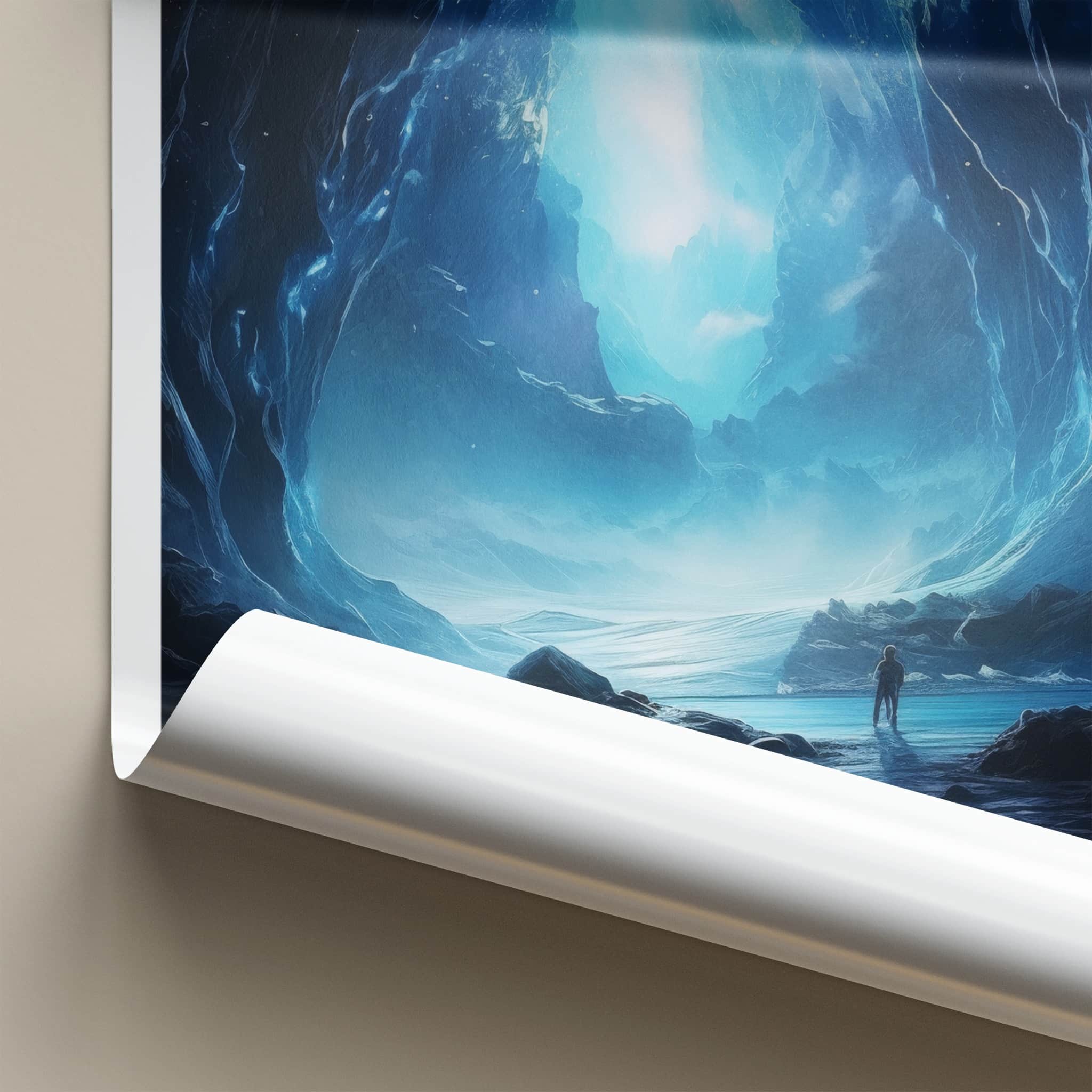 Skaftafell Poster - Iceland Travel Art - Blue Ice Cavern Home Decor