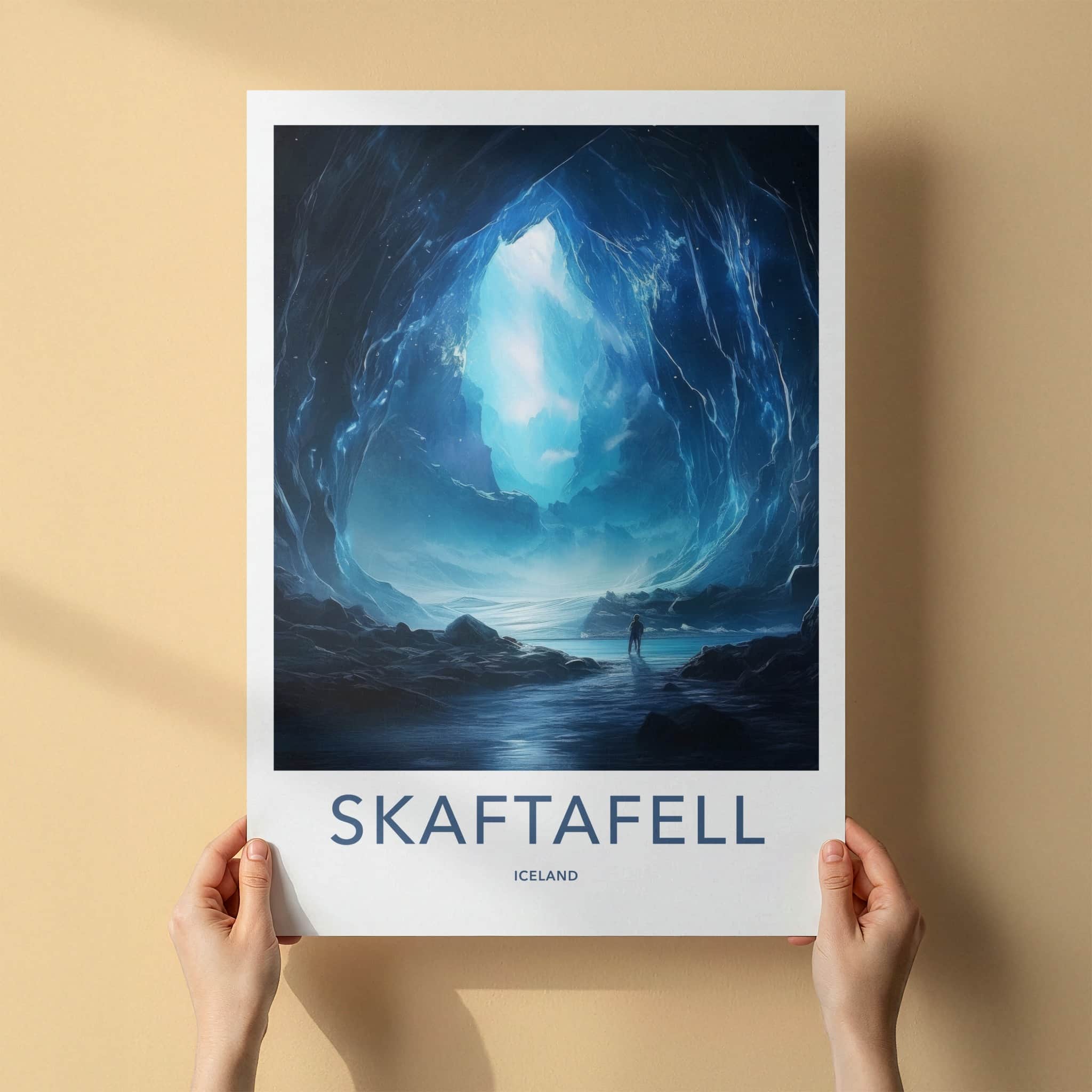 Skaftafell Poster - Iceland Travel Art - Blue Ice Cavern Home Decor