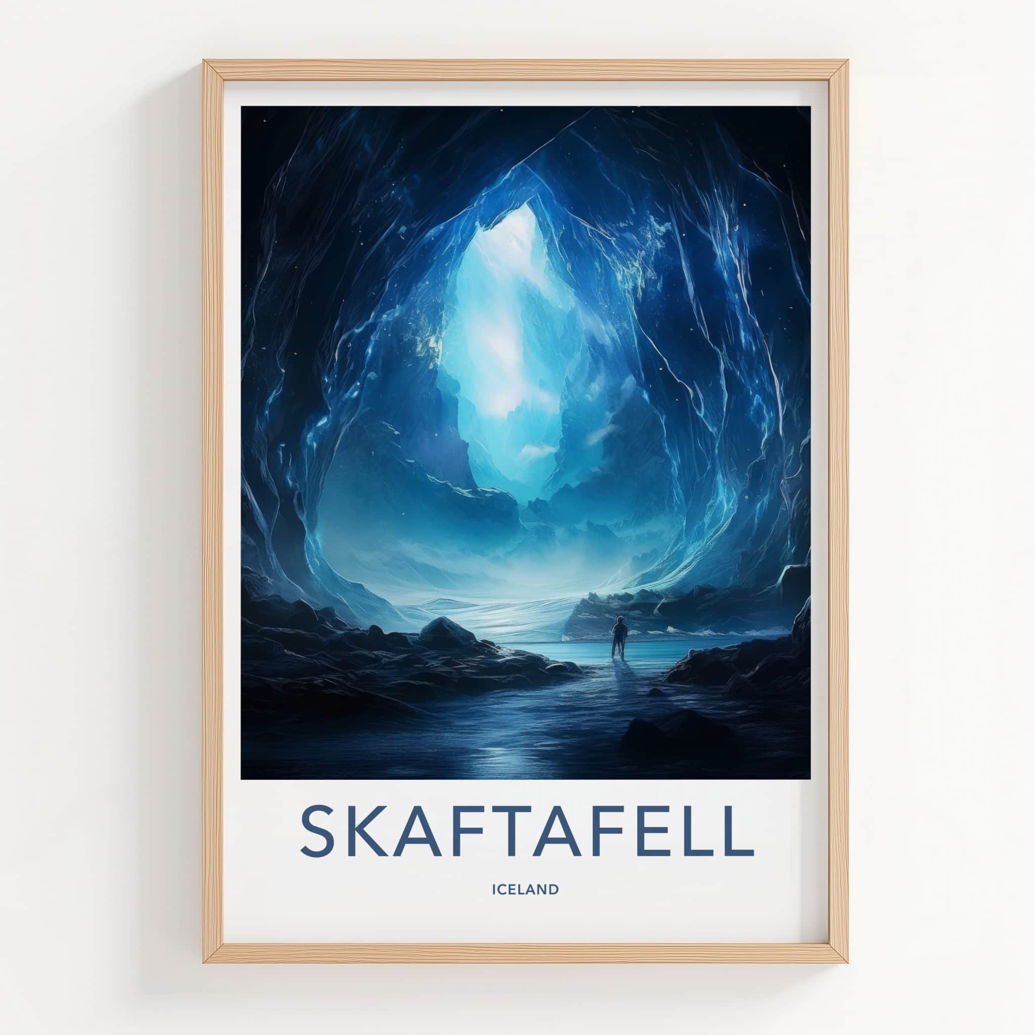 Skaftafell Poster - Iceland Travel Art - Blue Ice Cavern Home Decor