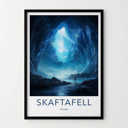 Skaftafell Poster - Iceland Travel Art - Blue Ice Cavern Home Decor
