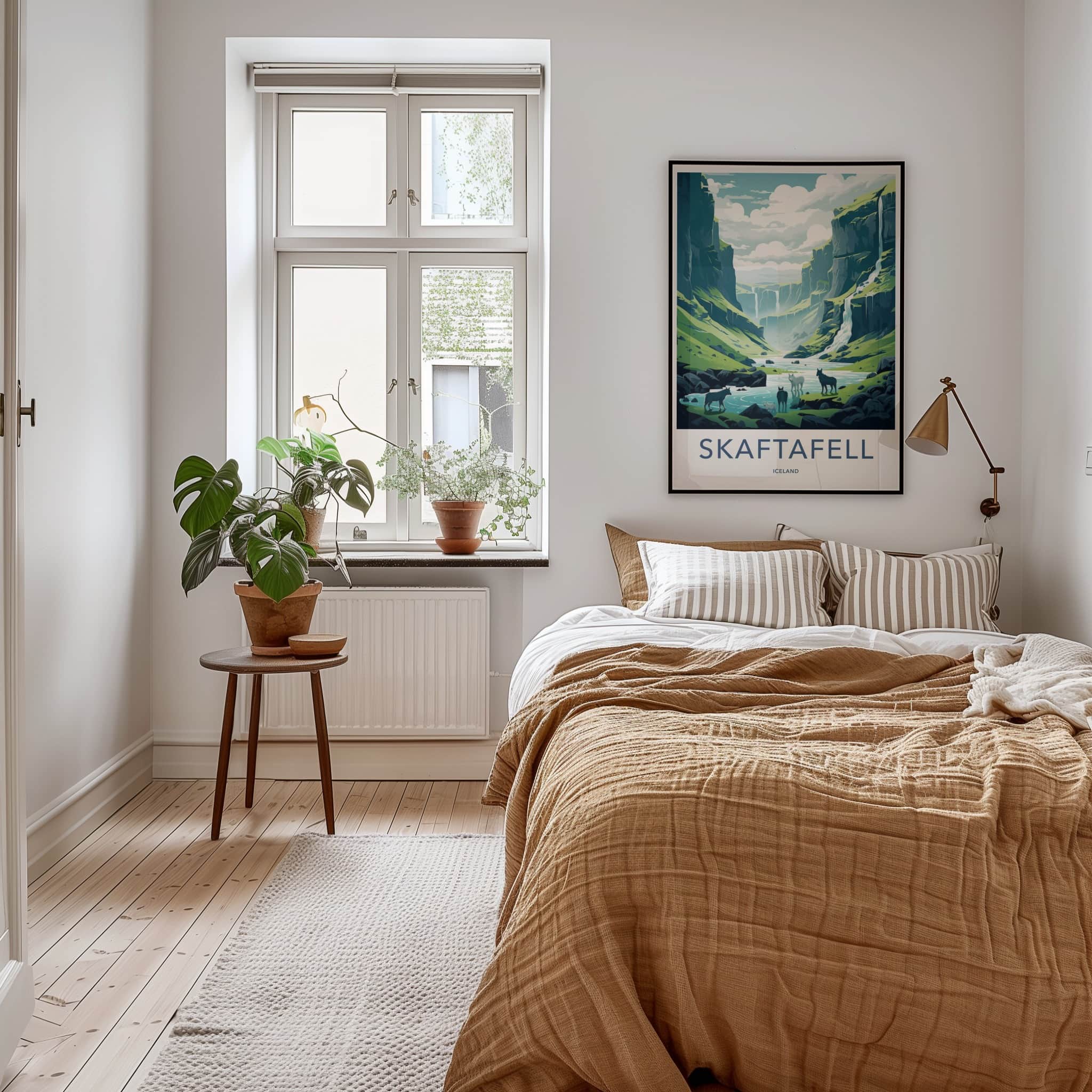 Skaftafell Poster - Iceland Travel Art - Green Valley Waterfalls Lounge Decor