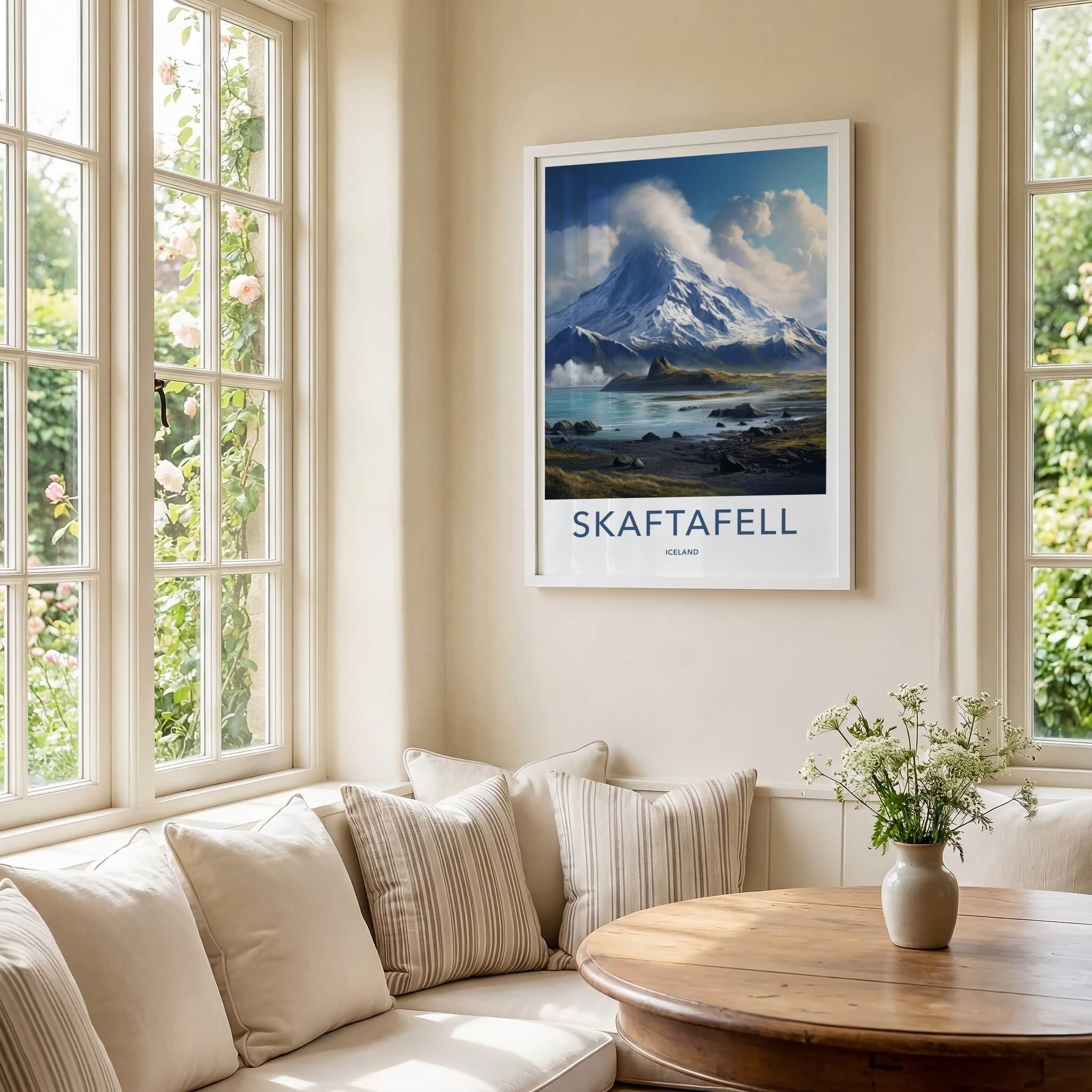 Skaftafell Poster - Iceland Travel Art - Snowy Mountain Lake Home Decor