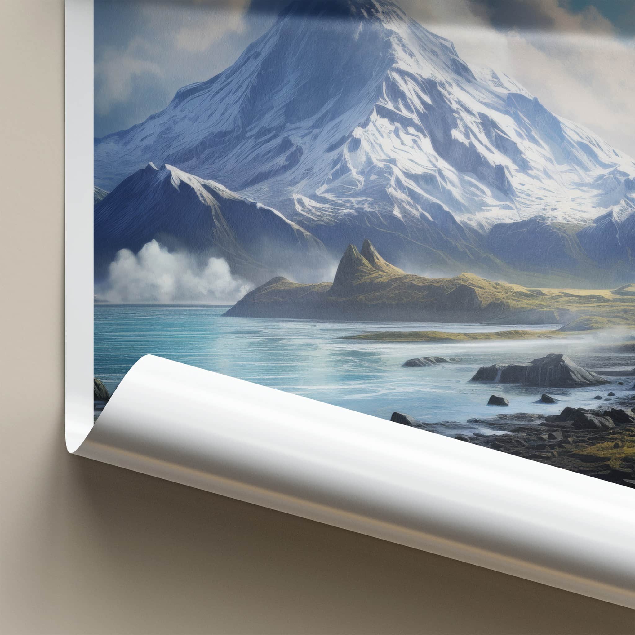 Skaftafell Poster - Iceland Travel Art - Snowy Mountain Lake Home Decor