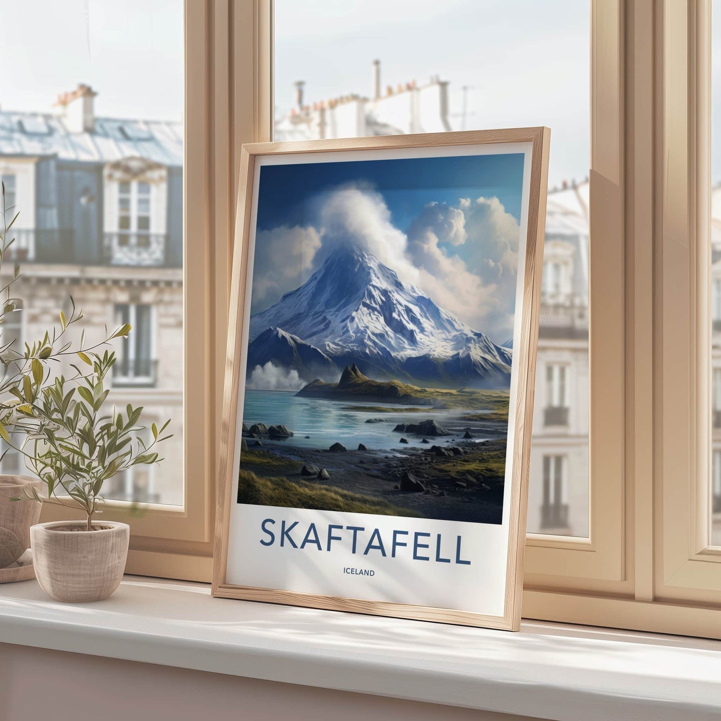 Skaftafell Poster - Iceland Travel Art - Snowy Mountain Lake Home Decor