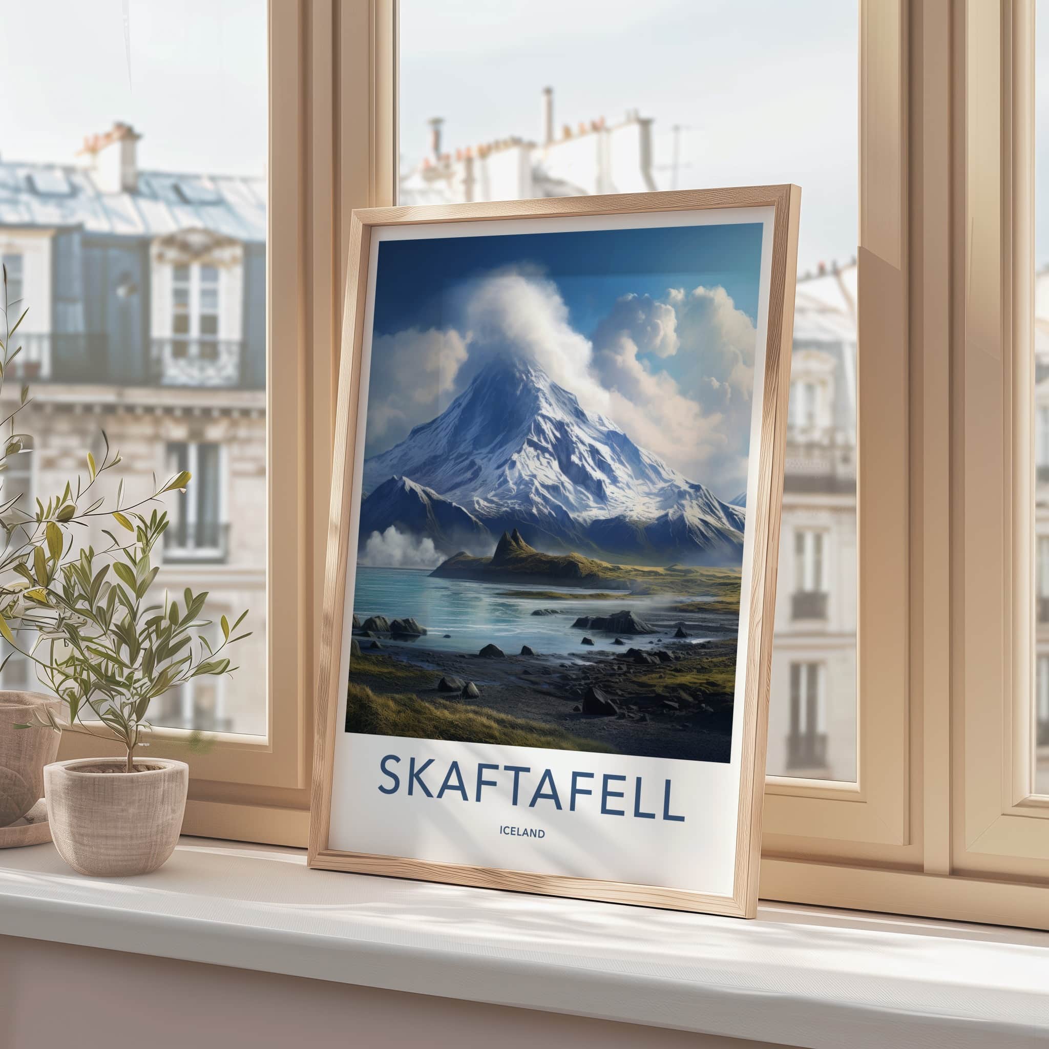 Skaftafell Poster - Iceland Travel Art - Snowy Mountain Lake Home Decor