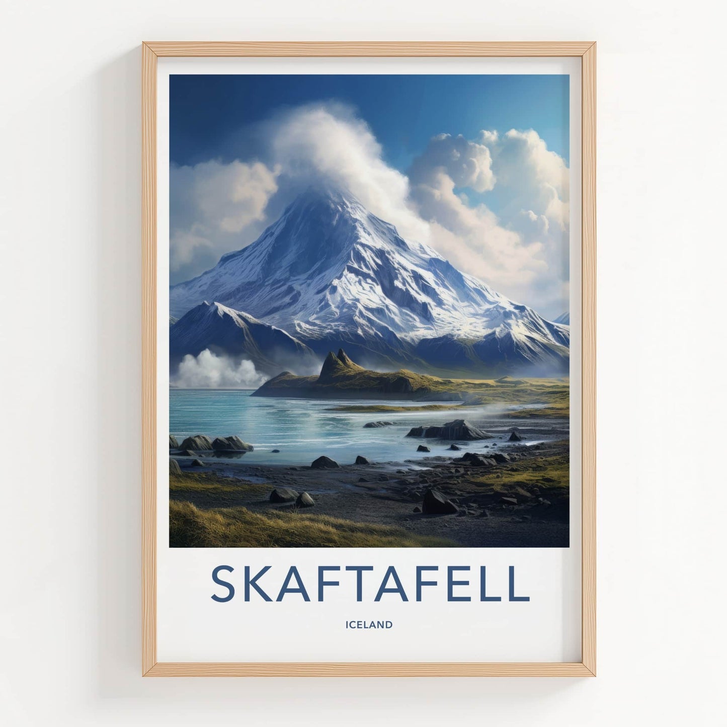 Skaftafell Poster - Iceland Travel Art - Snowy Mountain Lake Home Decor