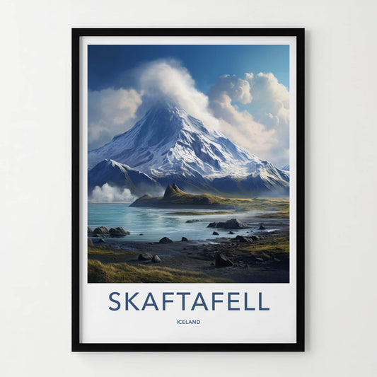 Skaftafell Poster - Iceland Travel Art - Snowy Mountain Lake Home Decor