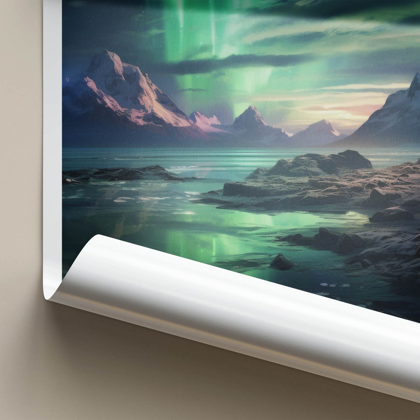 Skaftafell Poster - Iceland Travel Art - Vivid Aurora Borealis Wall Decor