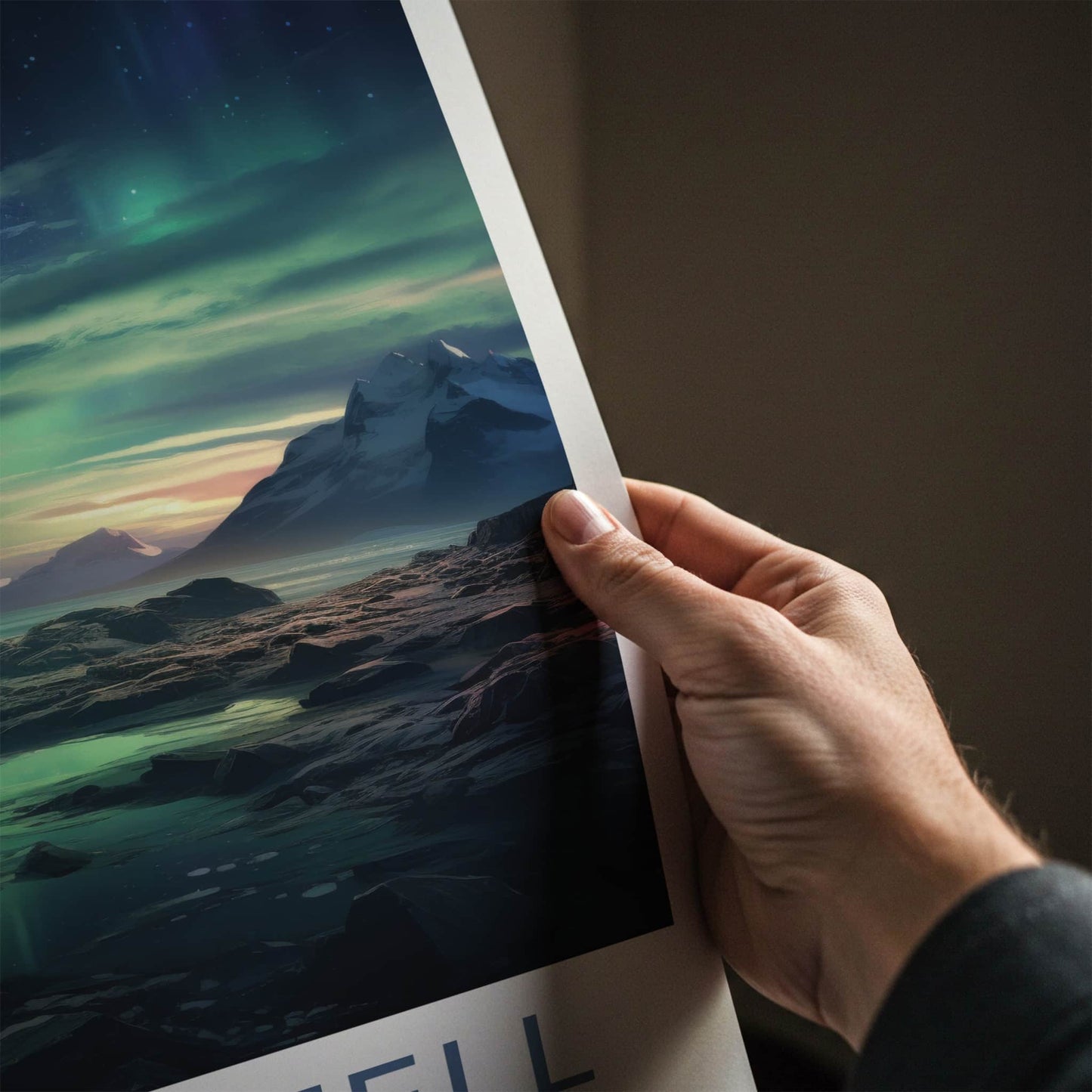 Skaftafell Poster - Iceland Travel Art - Vivid Aurora Borealis Wall Decor