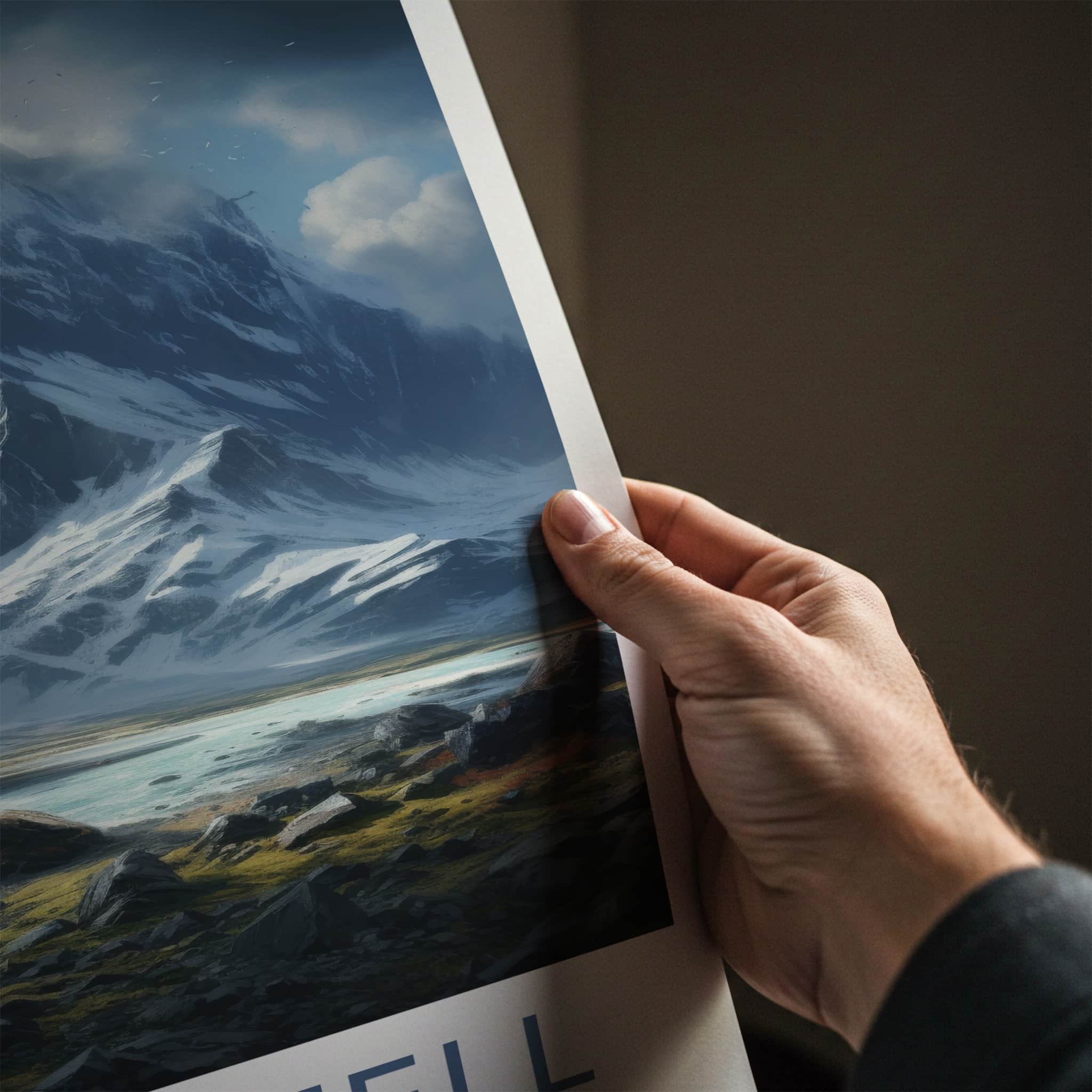 Skaftafell Poster - Iceland Wall Art - Snowy Mountain River Home Decor