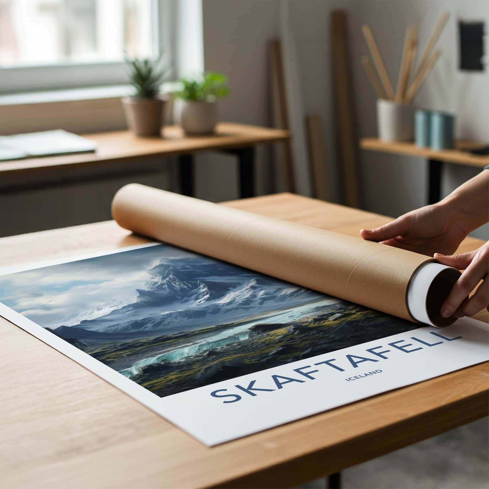 Skaftafell Poster - Iceland Wall Art - Snowy Mountain River Home Decor