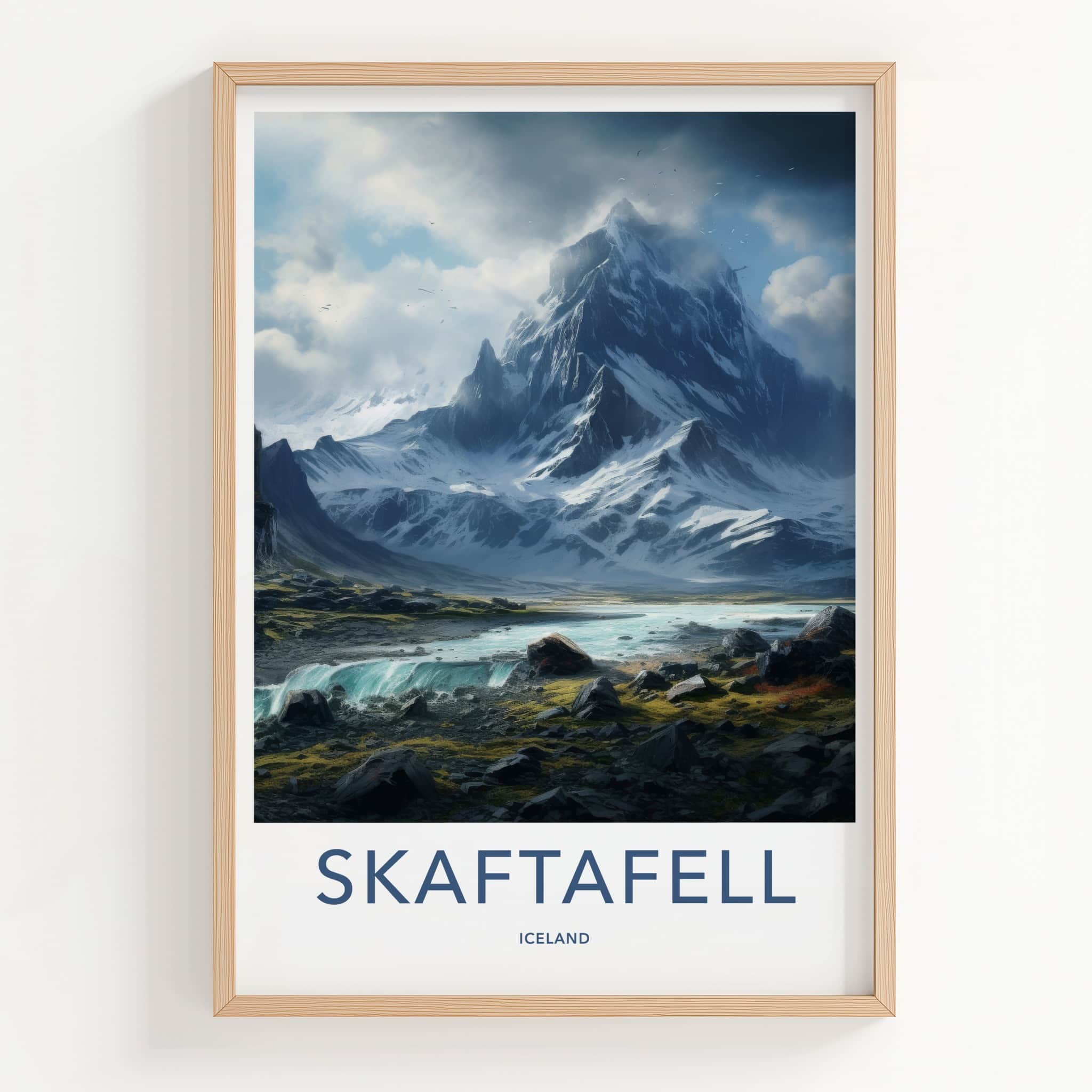 Skaftafell Poster - Iceland Wall Art - Snowy Mountain River Home Decor