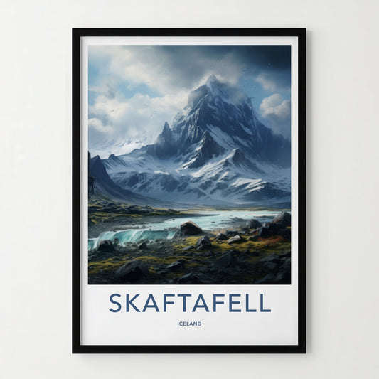 Skaftafell Poster - Iceland Wall Art - Snowy Mountain River Home Decor