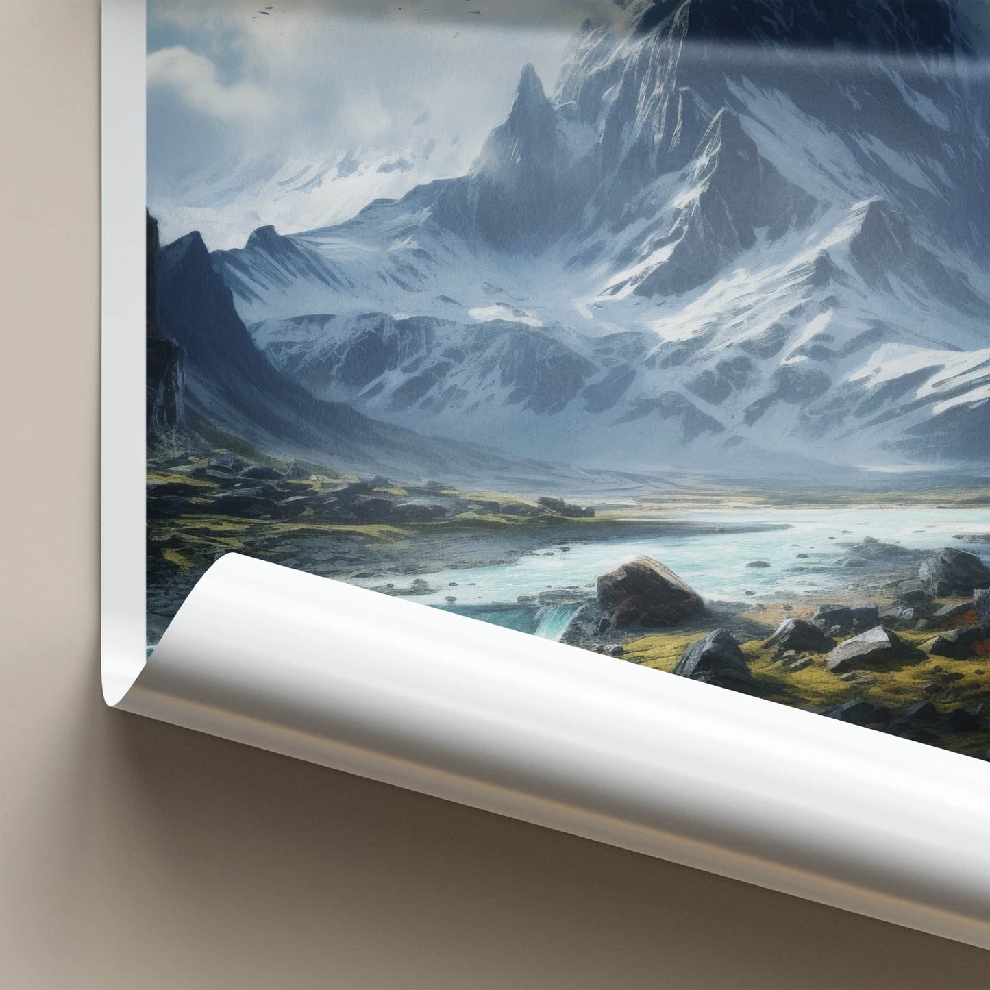 Skaftafell Poster - Iceland Wall Art - Snowy Mountain River Home Decor