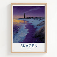 Skagen Poster - Denmark Travel Art - Coastal Lighthouse Figure Home Decor