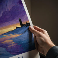 Skagen Poster - Denmark Travel Art - Lighthouse Beach Sunset Home Decor