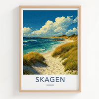 Skagen Poster - Denmark Travel Art - Sandy Beach Dunes Home Decor