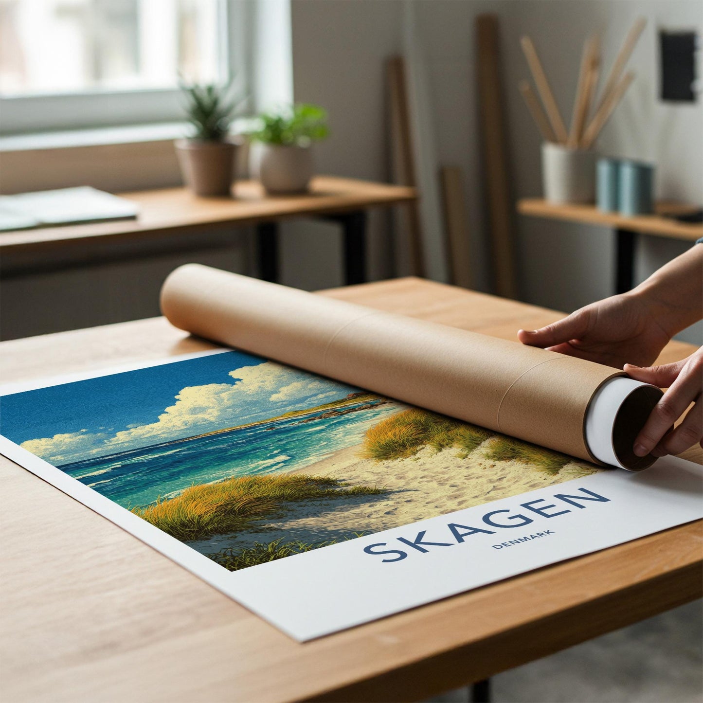 Skagen Poster - Denmark Travel Art - Sandy Beach Dunes Home Decor