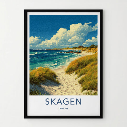 Skagen Poster - Denmark Travel Art - Sandy Beach Dunes Home Decor