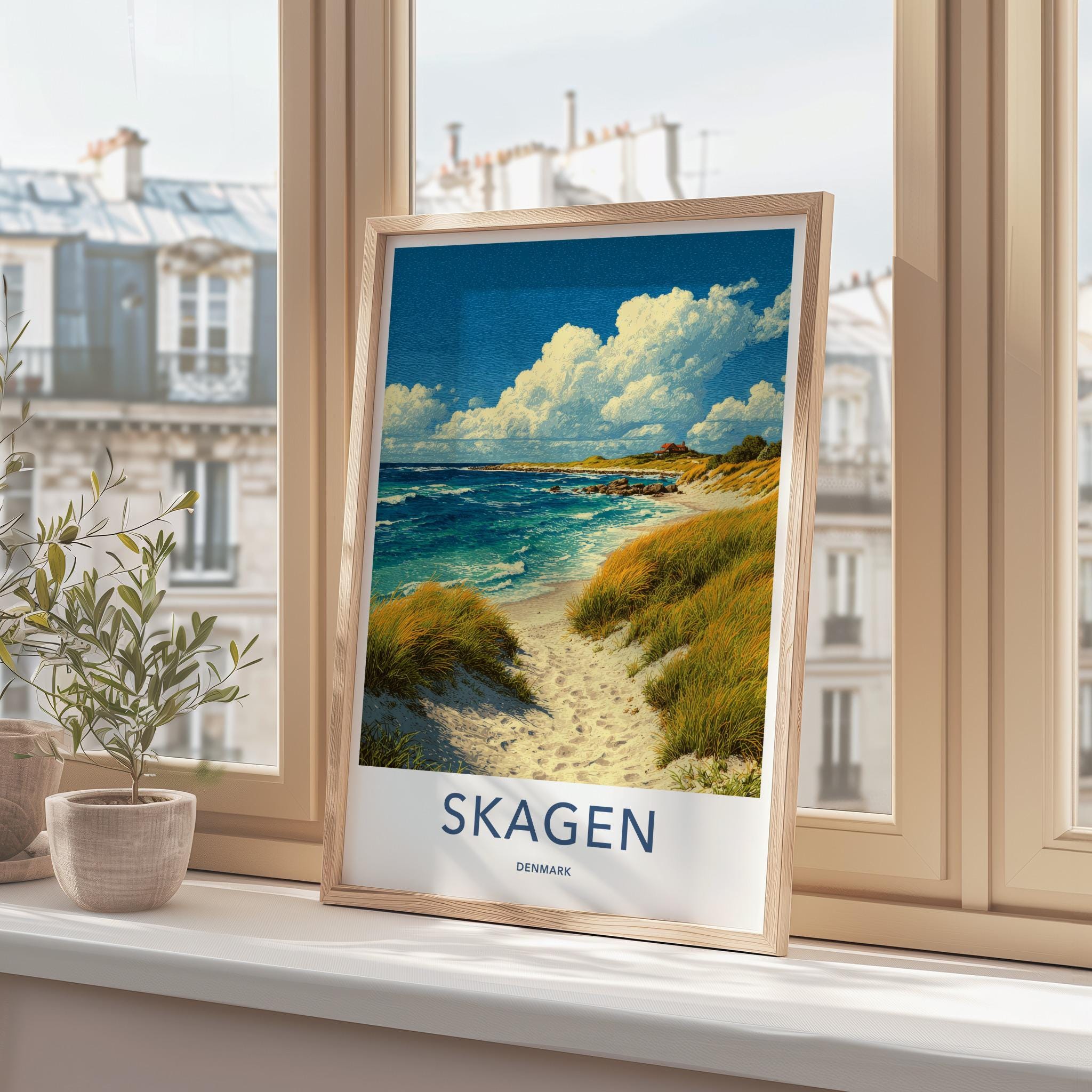 Skagen Poster - Denmark Travel Art - Sandy Beach Pathway Wall Decor