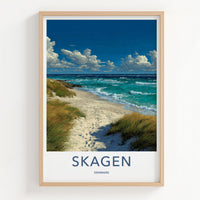 Skagen Poster - Denmark Travel Art - Sandy Beach Waves Home Decor