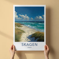 Skagen Poster - Denmark Travel Art - Sandy Beach Waves Home Decor