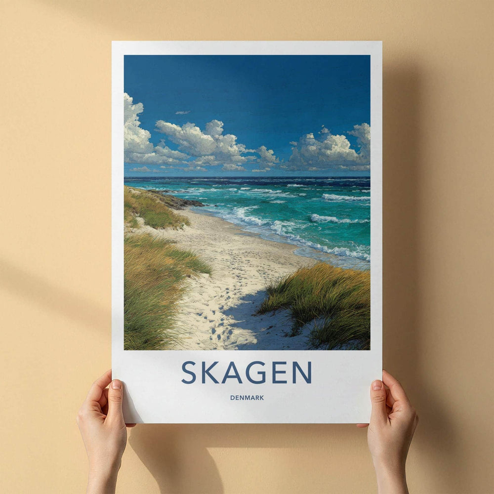 Skagen Poster - Denmark Travel Art - Sandy Beach Waves Home Decor