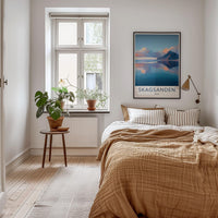 Skagsanden Poster - Norway Travel Art - Mountain Water Reflection Wall Decor