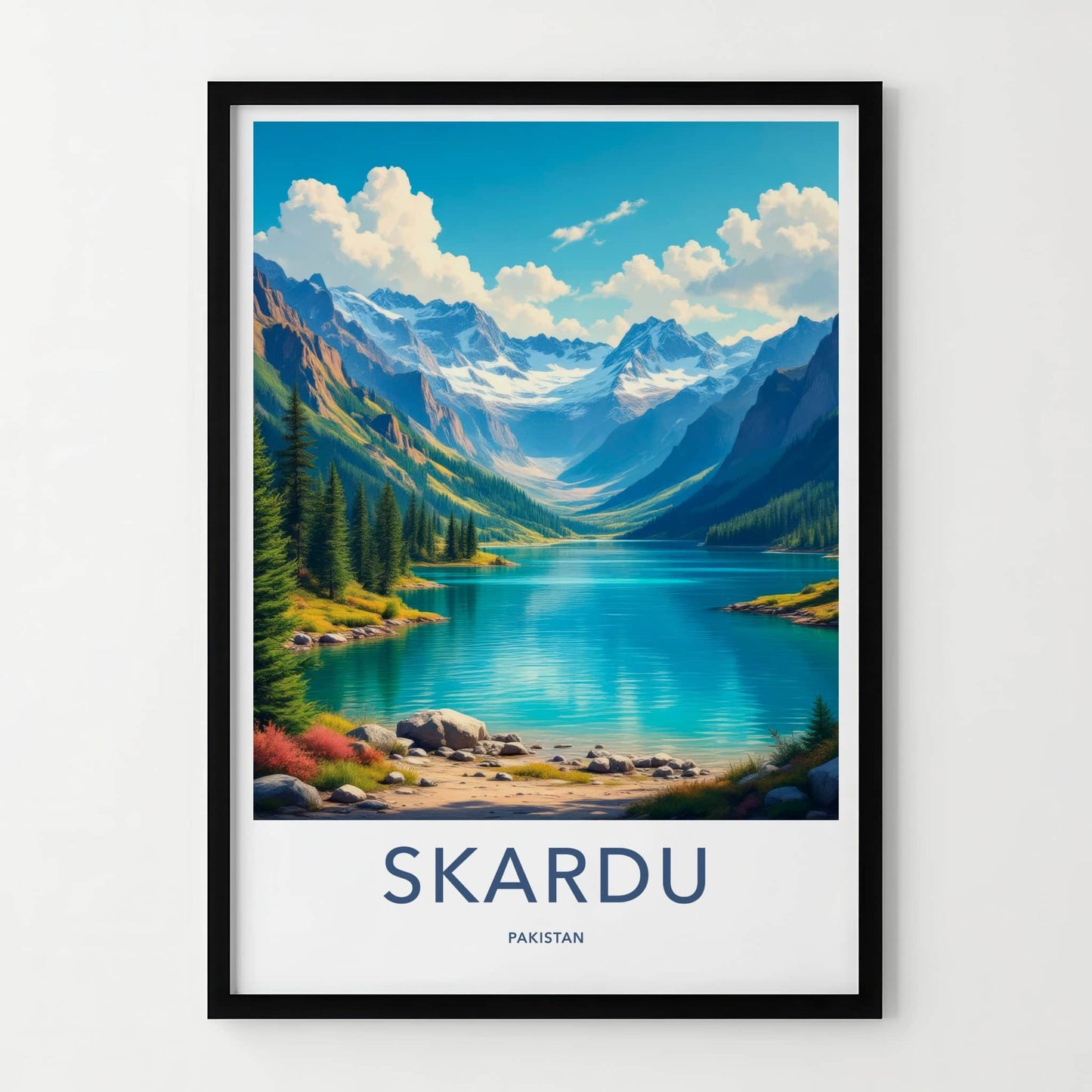 Skardu Poster - Pakistan Travel Art - Mountain Lake View Home Decor